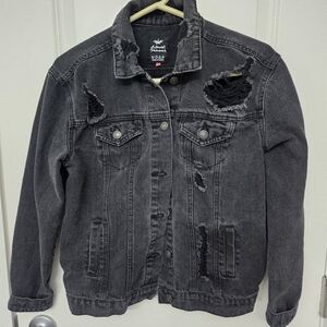 ALMOST FAMOUS Distressed Black Denim Jacket - XS